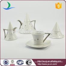 Silver plated ceramic coffee set with diamond